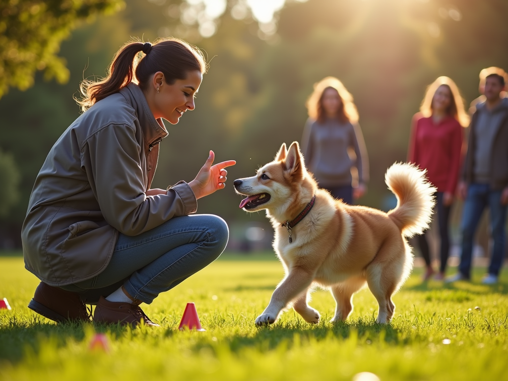 반려동물을 훈련하는 모습