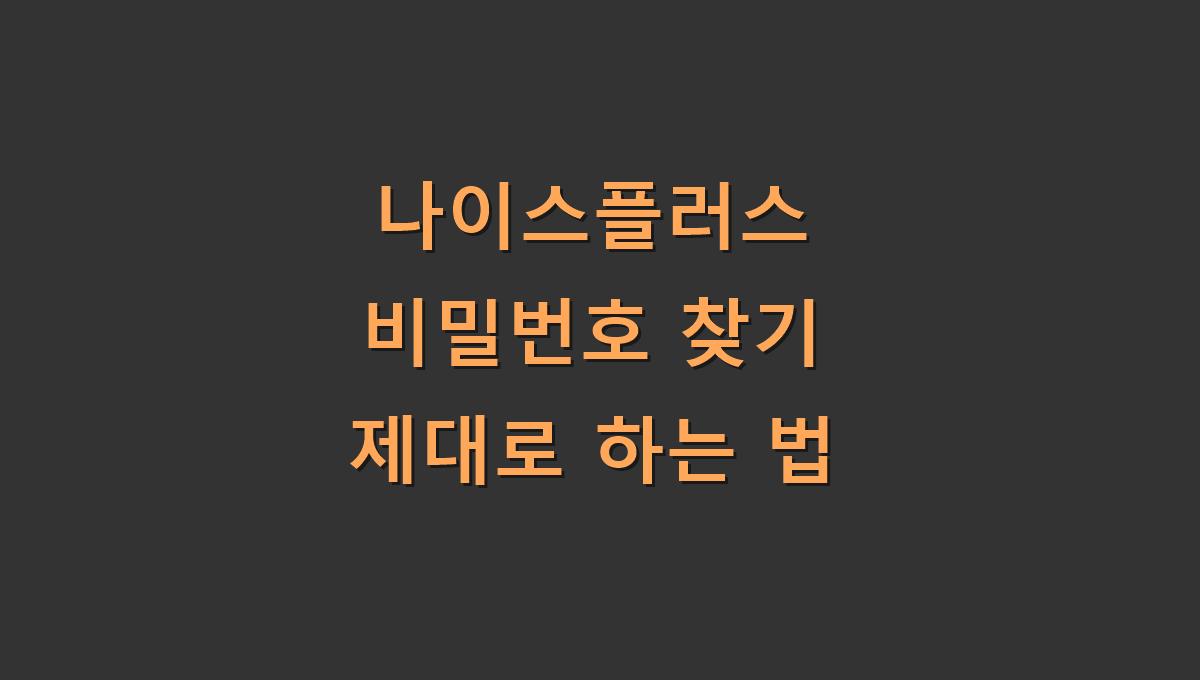 나이스플러스 비밀번호 찾기 제대로 하는 법