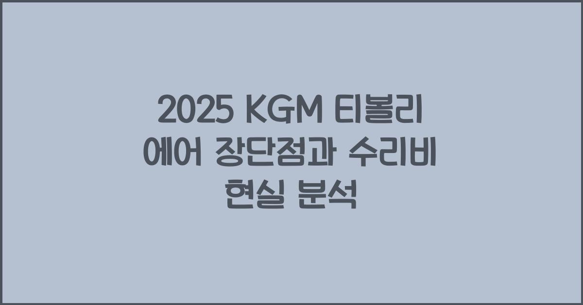 2025 KGM 티볼리 에어 장단점 결함 수리비