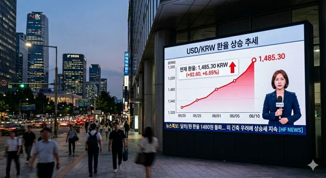 원달러 환율 상승 그래프와 달러 강세 상황 설명 이미지