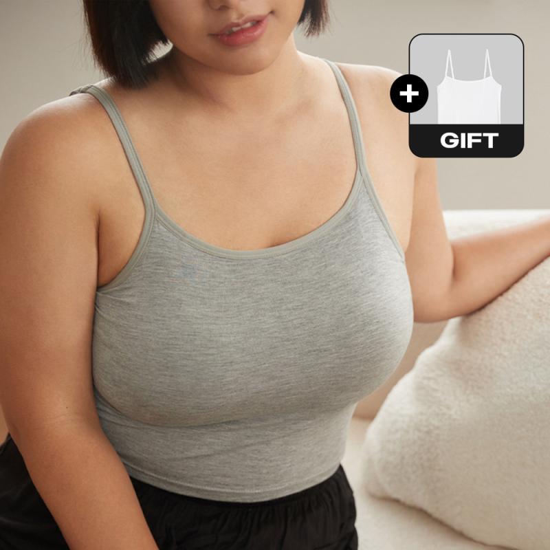 캡내장 브라캡나시 모달 면 일체형 브라탑 크롭 나시티