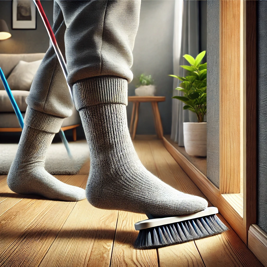 양말을 활용한 먼지 청소 방법
