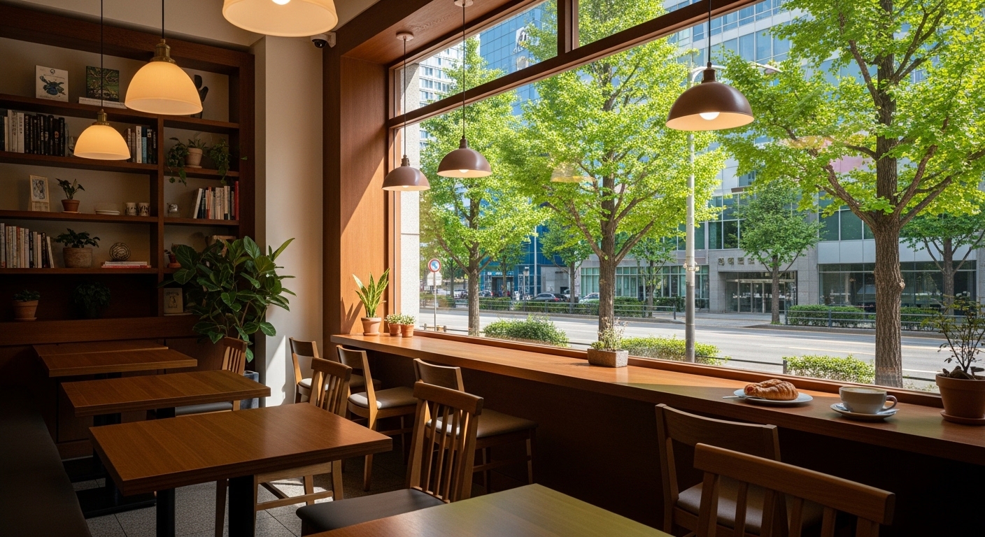 창밖 풍경이 예쁜 카페 외관