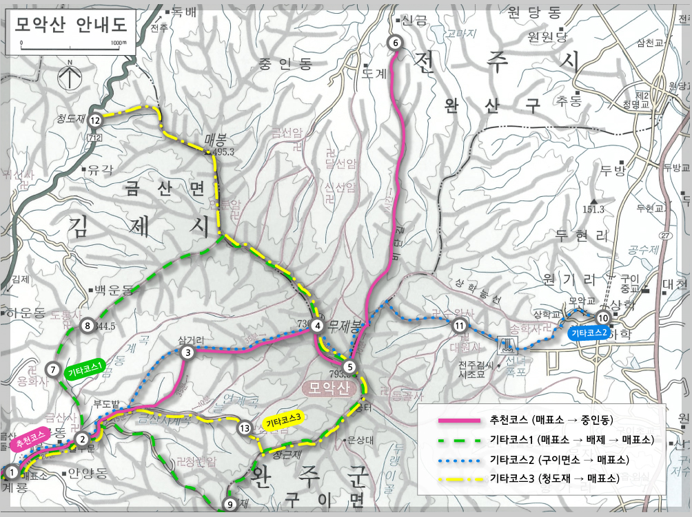 모악산 등산코스 추천, 등산지도 등 3분 총정리
