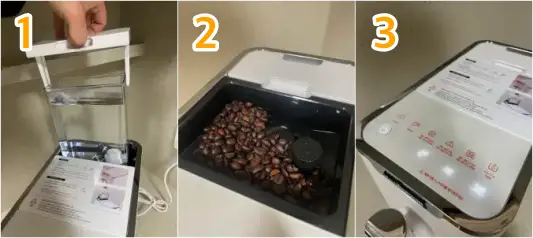 제니퍼룸 커피머신 사용법(물넣고-원두넣고-버튼누른다)