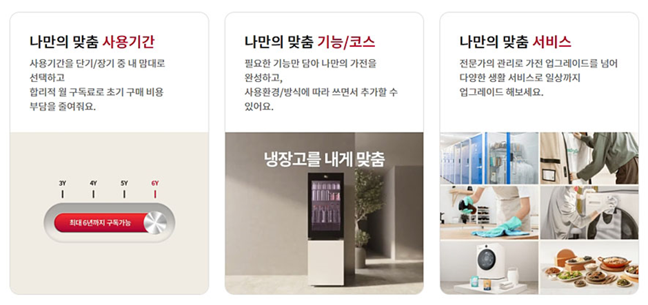 LG전자 가전 구독 계약기간 및 소유권 이전 안내 화면
