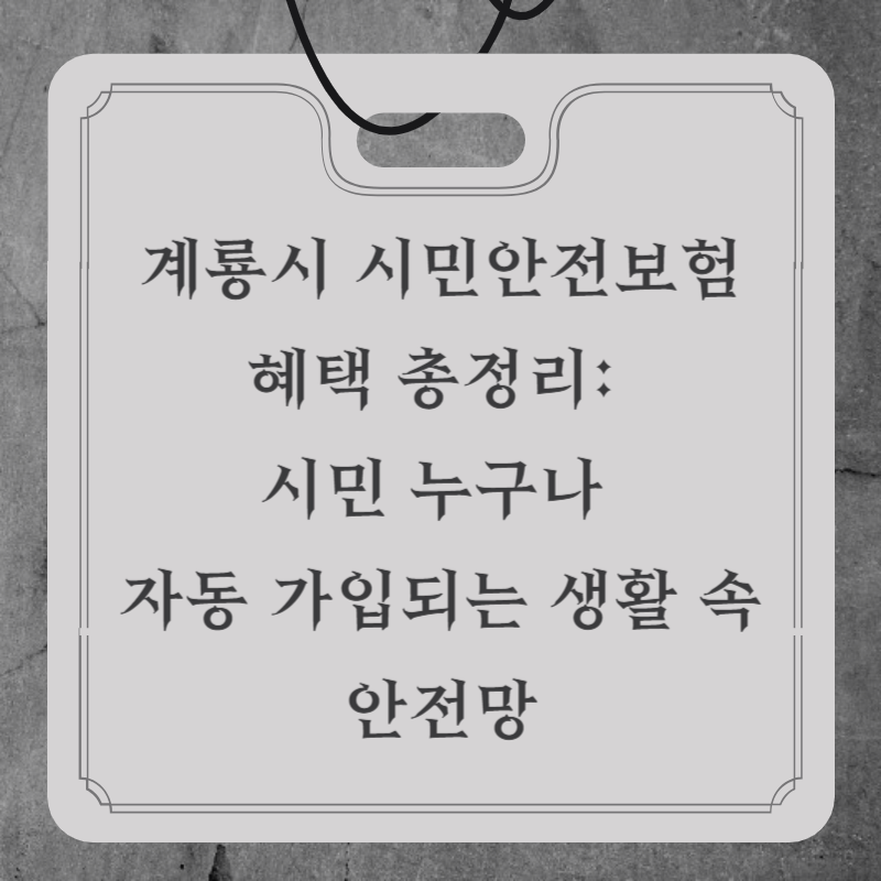 계룡시 시민안전보험 혜택 총정리: 시민 누구나 자동 가입되는 생활 속 안전망