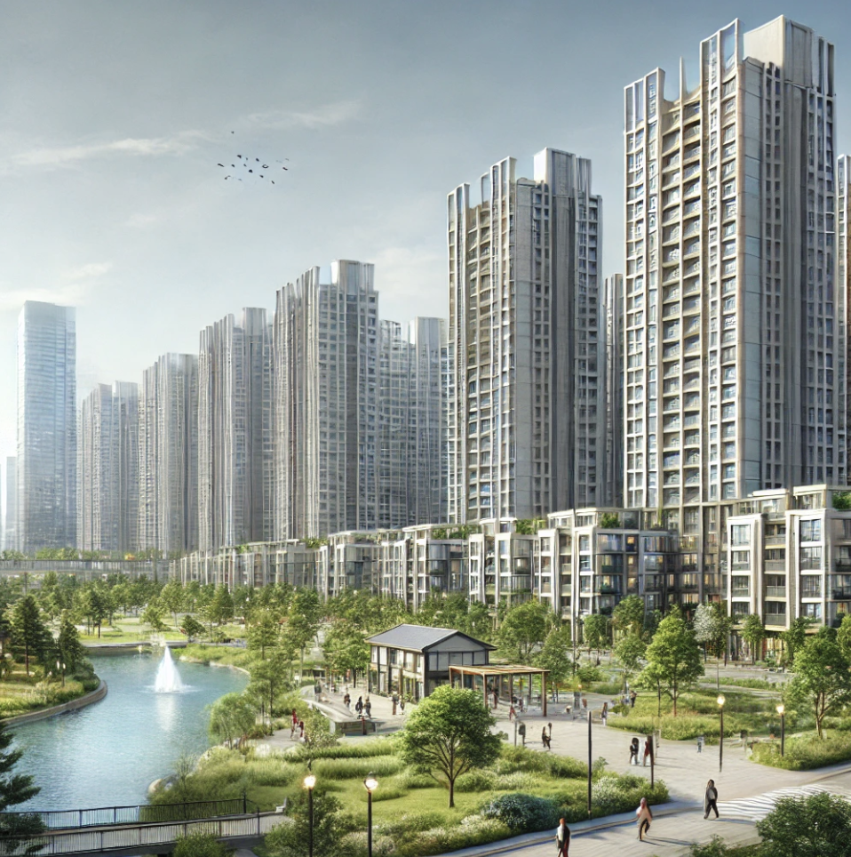 깔끔한 아파트 단지와 공원이 어우러진 주거 환경