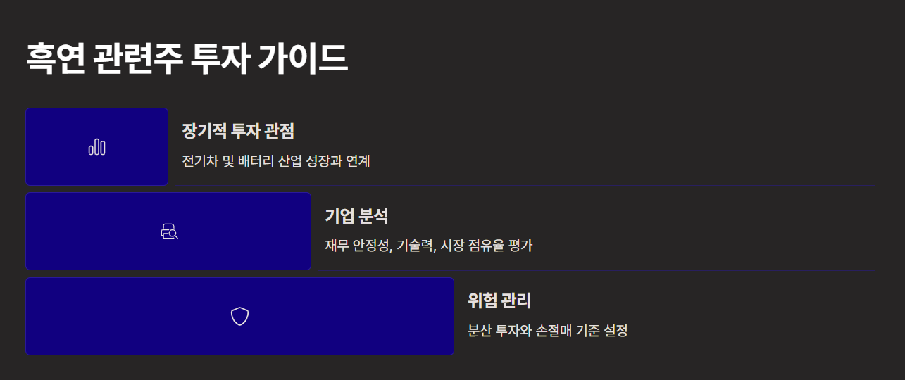 흑연 관련주 투자 전략 요약