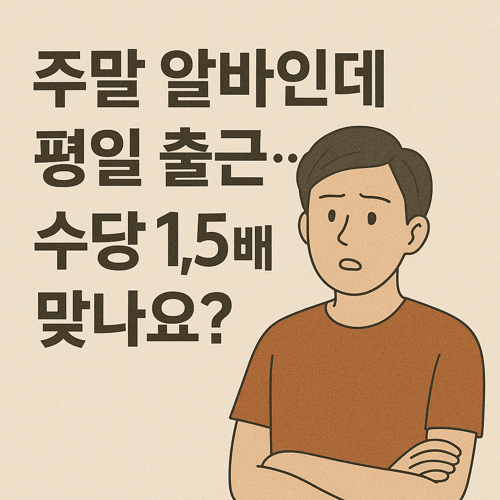 주말 알바인데 평일 출근 수당 1.5배 맞나요?