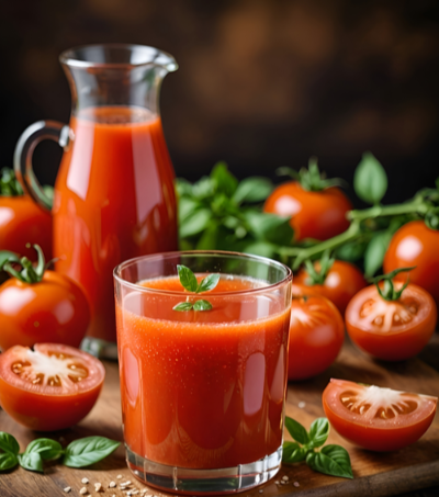 토마토 주스와 토마토 사진
