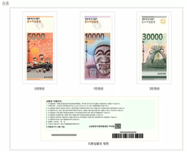 온누리상품권 권종