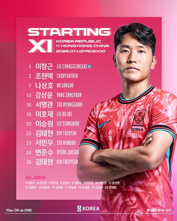 한국 홍콩 축구 선발 엔트리 