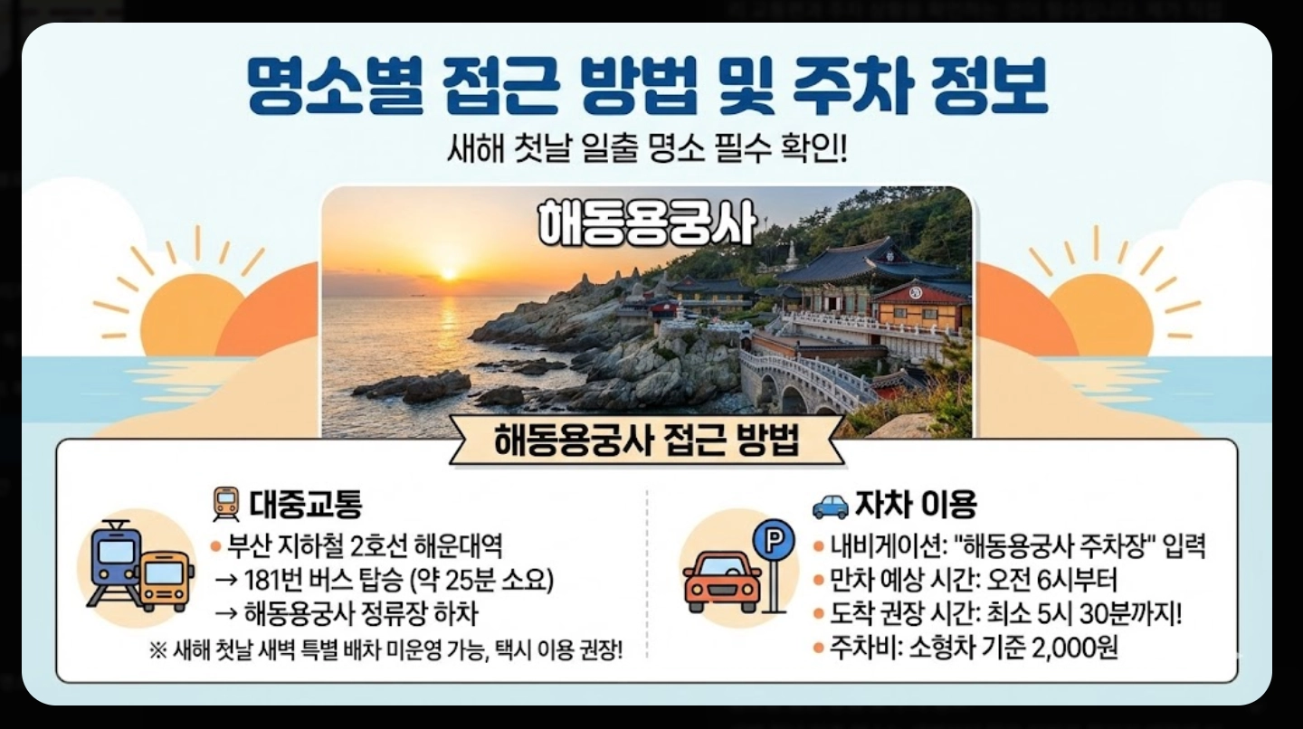 부산 일출 시간 2026 병오년 해돋이 명소 완벽 가이드