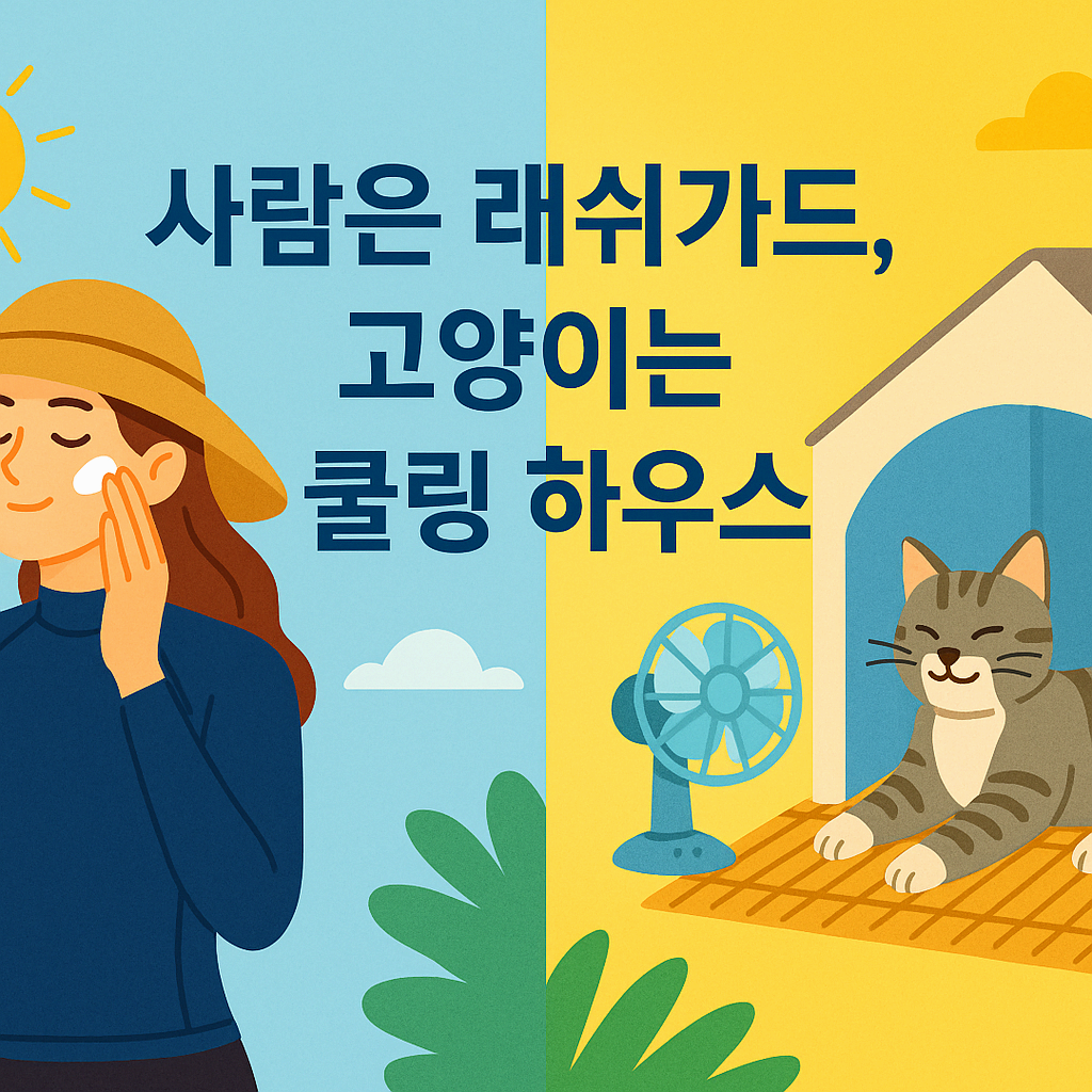 사람은 래쉬가드, 고양이는 쿨링 하우스 – 여름 체온관리의 공통점과 필수템 비교