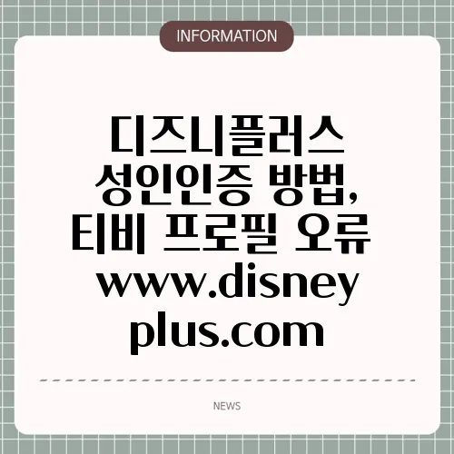 디즈니플러스 성인인증 방법, 티비 프로필 오류 www.disneyplus.com