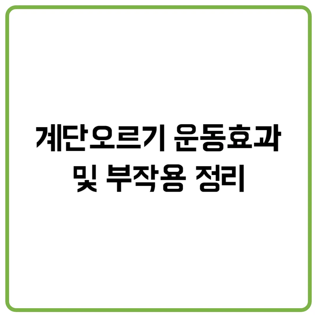 계단오르기 운동효과 및 부작용 정리