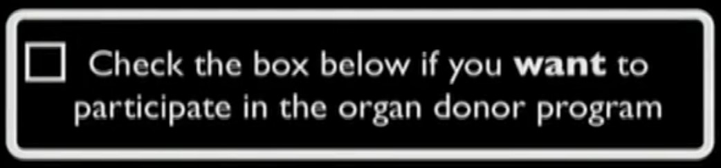 "Check the box below if you want to participate in the organ donor program"