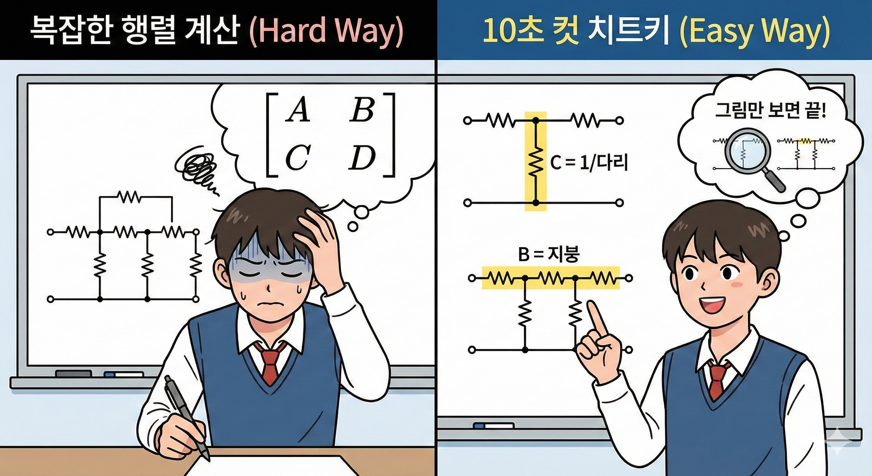 [전기기사 필기] 4단자망(ABCD) 기출, 펜 없이 눈으로 푸는 법 (실전 10초 컷)
