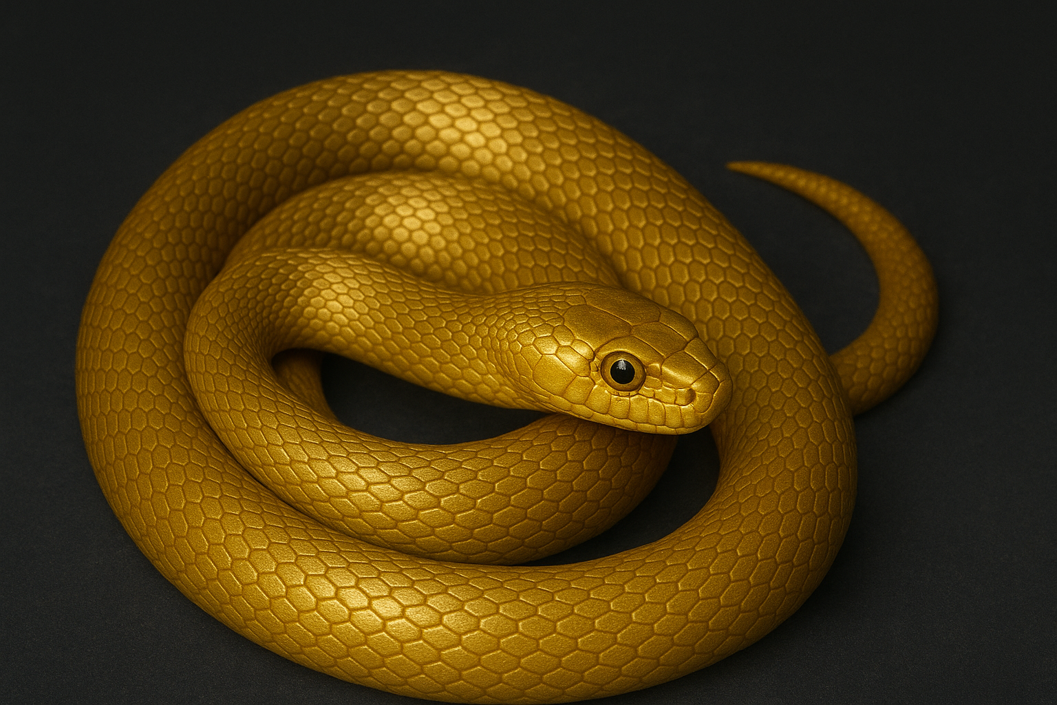 금색 뱀이 또아리 틀고있는 모습