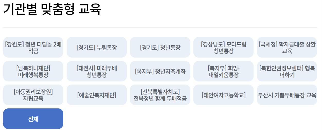 서민금융진흥원 금융교육포털 온라인교육 과정 소개