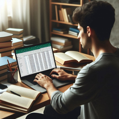 다양한 사무실 환경에서 엑셀 작업을 하는 남성과 여성을 보여주는 이미지입니다.