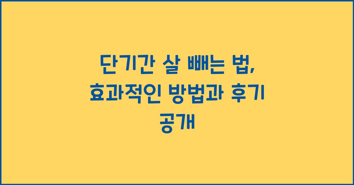 단기간 살 빼는 법