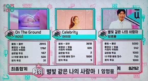 임영웅 별빛 같은 나의 사랑아 1위