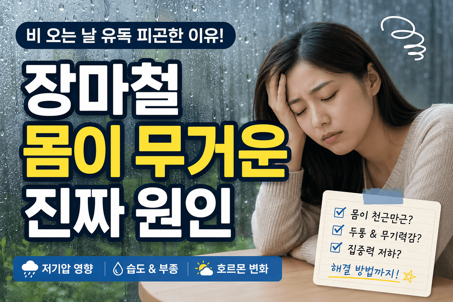 장마철 몸이 무거운 이유, 비 오는 날 유독 피곤한 진짜 원인