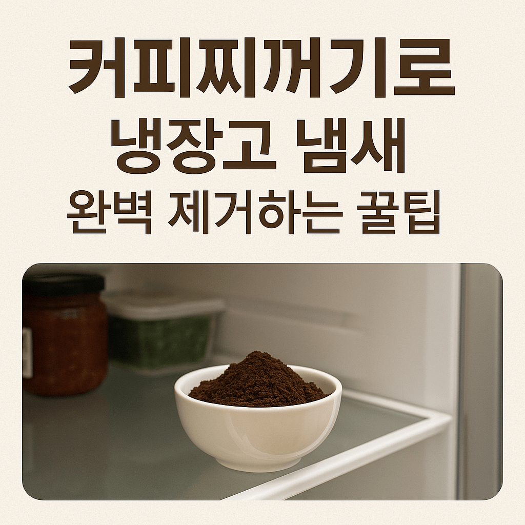 냉장고에 커피찌꺼기를 넣어놓은 모습