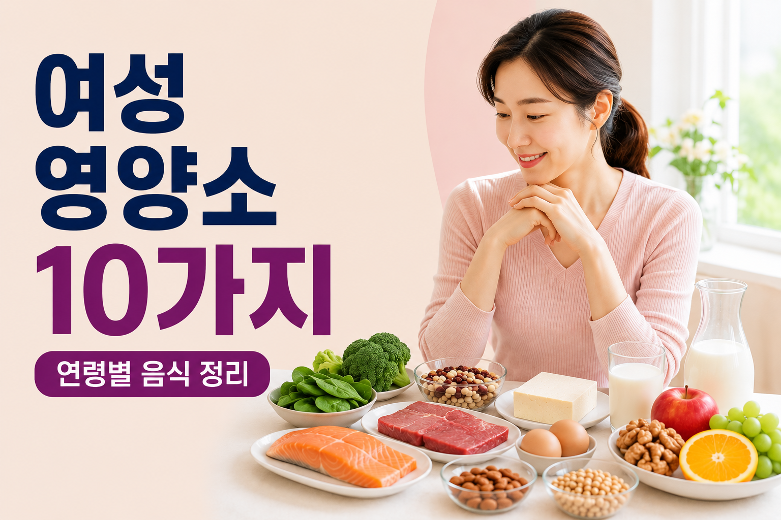 여성에게 필요한 영양소 10가지와 연령별 음식을 소개하는 건강 정보 썸네일