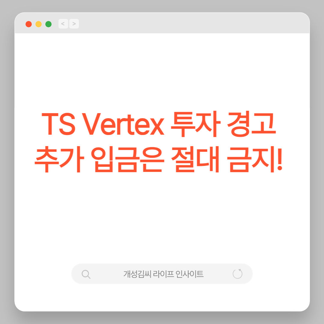 TS Vertex 투자 경고: 추가 입금은 절대 금지!