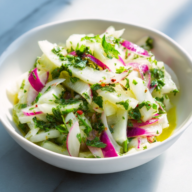 콜라비를 이용한 무우채