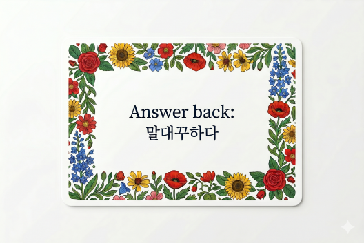 Answer back 말대꾸하다