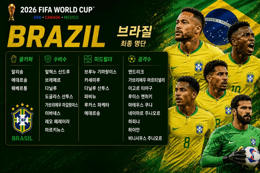 2026 월드컵 브라질 국가대표팀 최종 명단