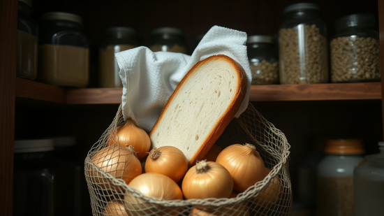 마른 빵 한 조각을 종이 타월에 살짝 싸서 넣고 팬트리나 찬장처럼 어둡고 서늘한 곳에 보관하세요