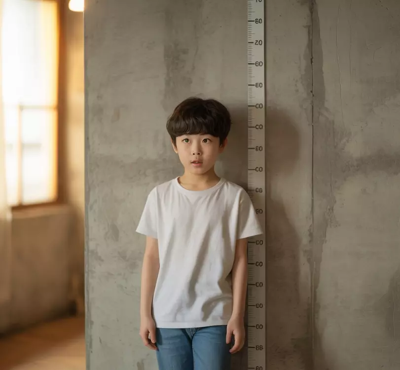 키를 재고 있는 청소년 이미지