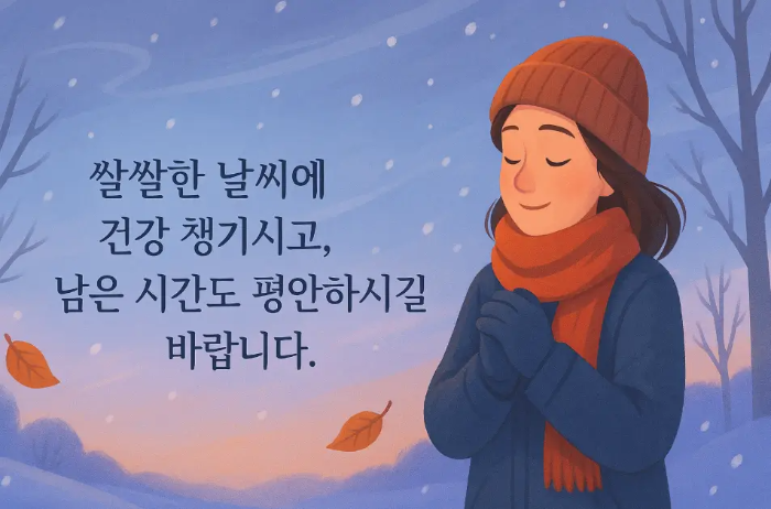 직장 11월 저녁 인사말-목도리 모자 여자