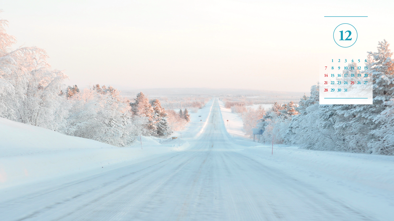 12 눈 덮인 도로 A - 2025년12월 노트북배경화면