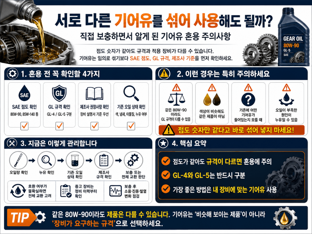 서로 다른 기어유를 섞어 사용해도 될까?