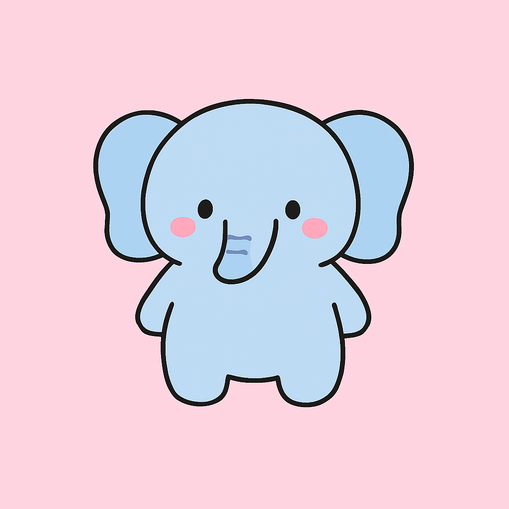 귀여운 카톡테마 코끼리 캐릭터 일러스트 예시 