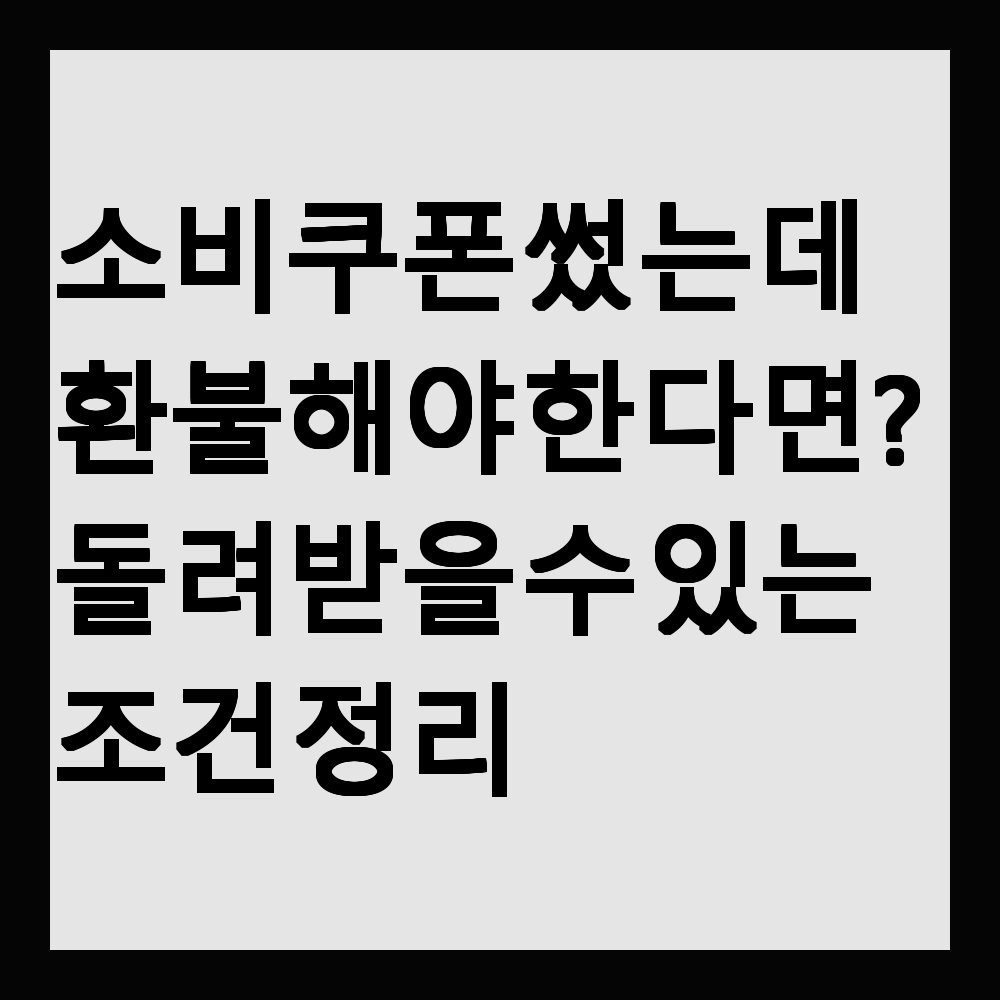 소비쿠폰 썼는데 환불해야 한다면? 돌려받을 수 있는 조건 정리