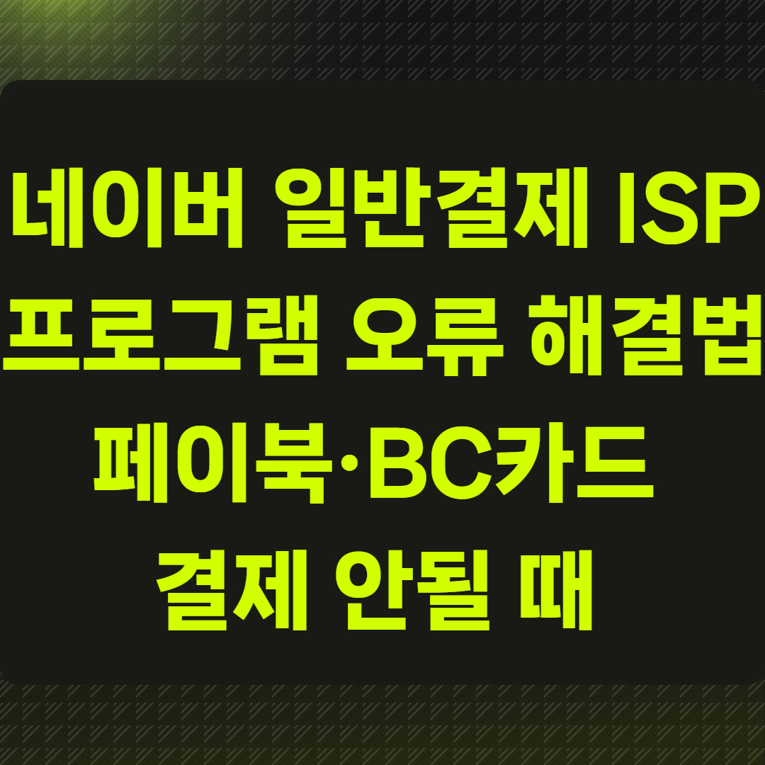 네이버 일반결제 ISP 프로그램 오류 해결법