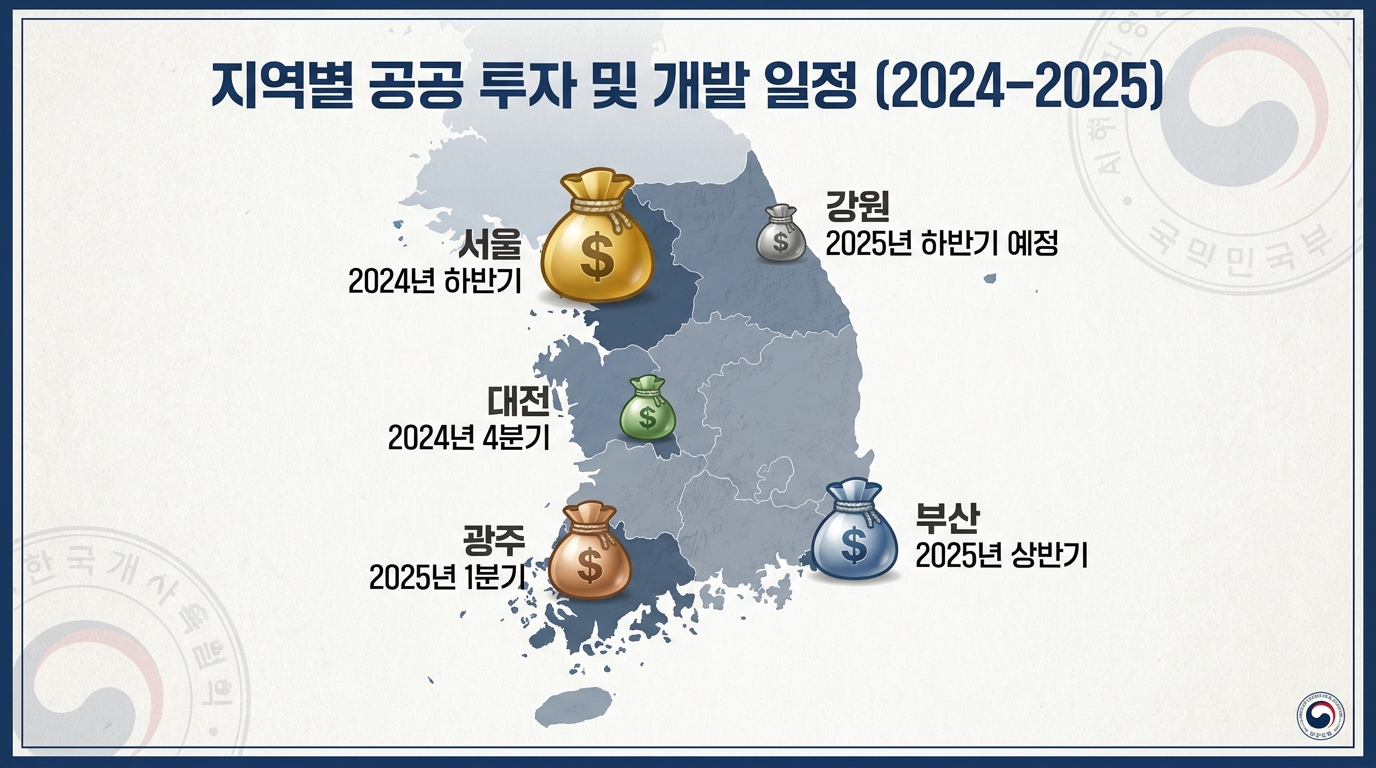 대한민국 지역별 민생지원금 지급일 차이를 보여주는 지도