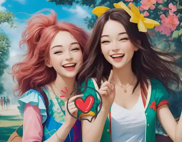 인간다운 즐거운 시간을 보내는 여자 2명