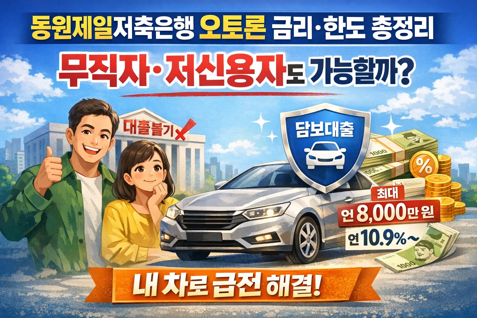 동원제일저축은행 자동차담보대출 금리부터 한도 및 신청조건(오토론)