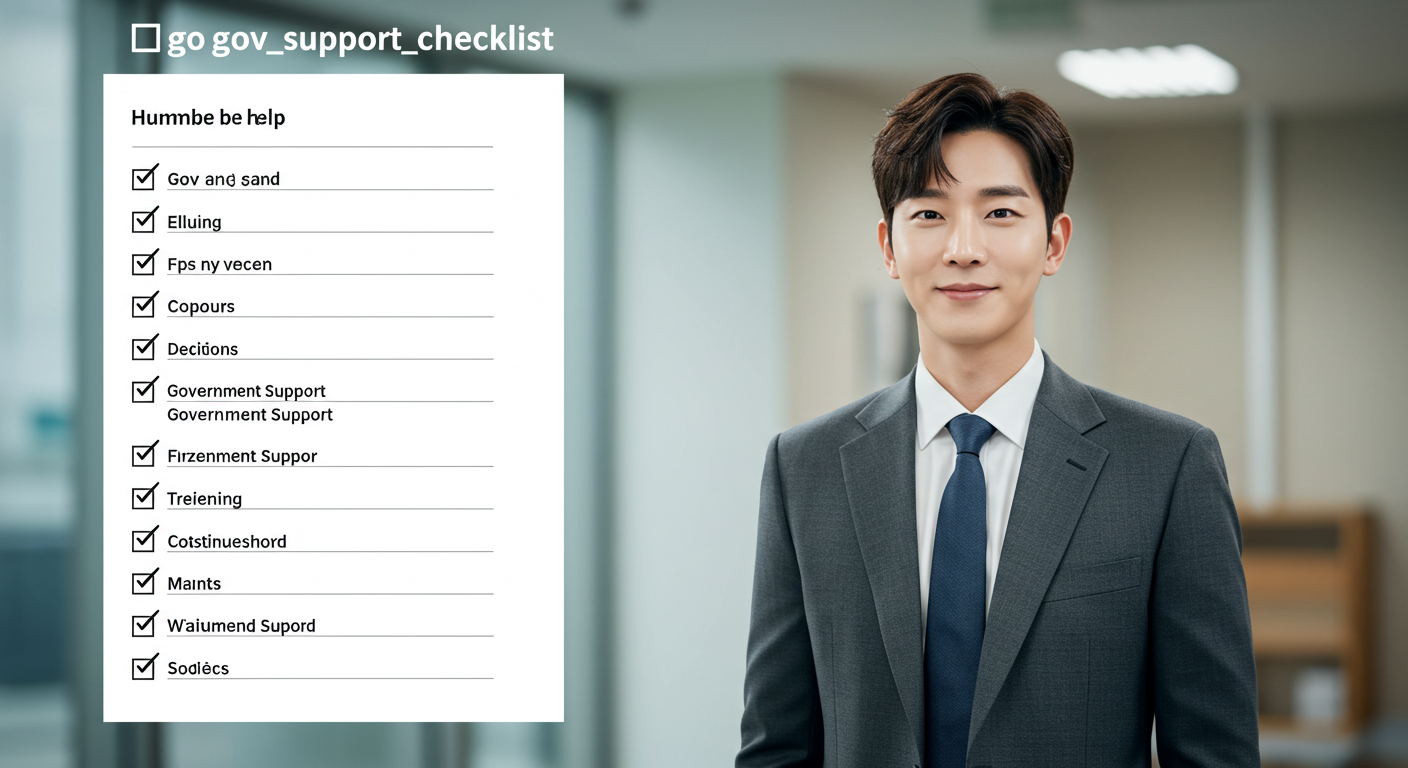 정부지원금 놓치지 않도록 체크리스트로 관리하는 젊은 남성 이미지