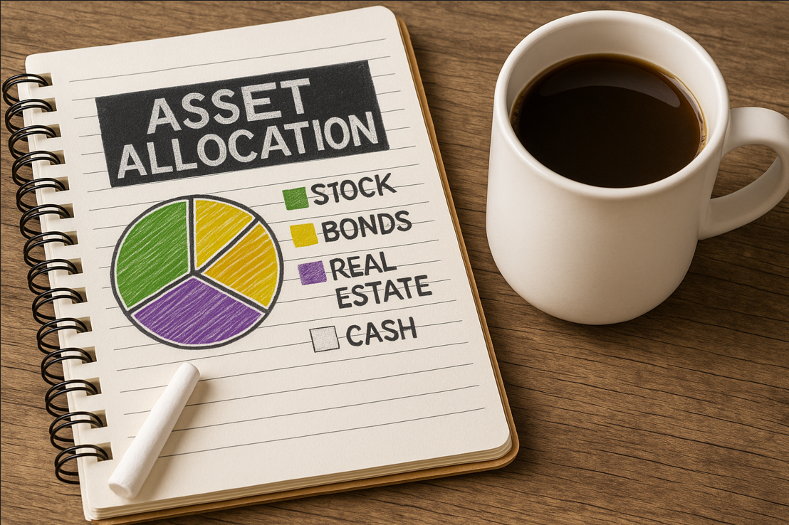 미국 주식, 채권, 현금을 포함한 균형 잡힌 자산배분 예시