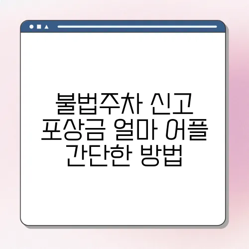 불법주차 신고 포상금 얼마 어플 간단한 방법