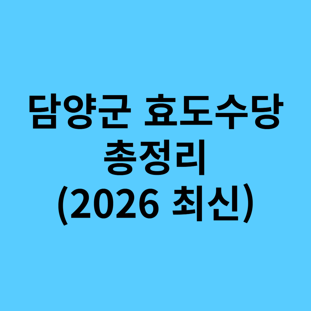 담양군 효도수당 총정리 (2026 최신) 썸네일